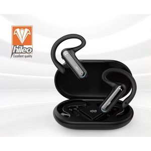 hileo hi90 - Draadloze Oordopjes met Oplaadcase – Zwart - Sport - Open-Earbuds - Bluetooth V5.2 oordopjes – Draadloze oortjes – Geschikt voor IOS/Android