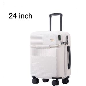 Koffer - Reiskoffer - Koffers - Handig voorvak - Met USB-aansluiting - 4 wielen - 24 inch - Wit