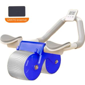 Ab roller - Ab roller voor buikspieren - Ab roller rebound - Buikspiertrainer - Ab roller wheel - Ab roller met armsteun - Rebound - Buikspier roller - Met timer - Inclusief Kniemat - Blauw