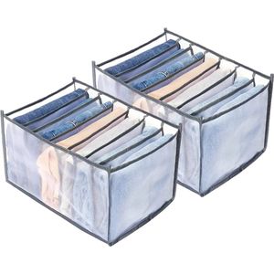 2 Stuks Ruimtebesparende Jeans Organizer – Kleding Organiser – Lade Organizers – Ladesysteem Organisers – Kast – Kledingkast – Opbergsysteem – Opvouwbaar - Broeken