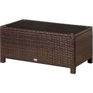 Tuintafel - Tuintafeltje - Balkontafel - Bijzettafel - Koffietafel - Poly Rattan - Bruin - 85 cm x 50 cm x 39 cm