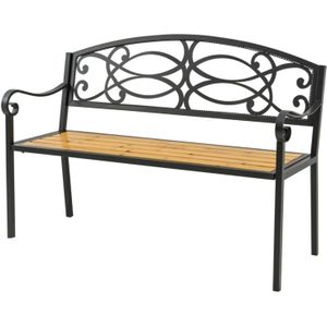 Tuinbank - Zitbank - Bankje - Tuinmeubelen - Metaal - 2-zits - Metaal - Natuur - 127 L x 52B x 88H cm