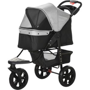 PawHut hondenkar hondenbuggy huisdier wandelwagen jogger trailer zilver