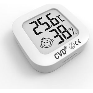 CVD® Thermometer - Hygrometer - Digitale Weerstation - Luchtvochtigheidsmeter - Thermometer Voor Binnen - Incl. Batterij En Plakstrip