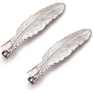 Kleine metalen haarclipjes met zilverkleurige veer en aligatorclip 55mm