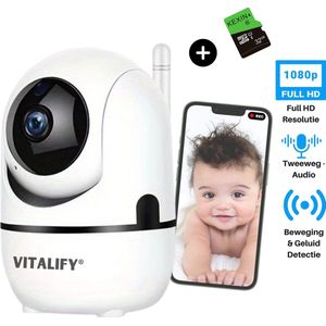 Vitalify® - Babyfoon met camera en App - WiFi - FULL HD - Baby Monitor - met Beweeg & geluidsdetectie - Indoor - Wit