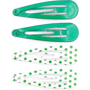 Klik-klak haarspeldjes groen-wit met stippen