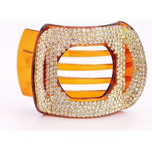 Haarklem ovaal bruin met strass