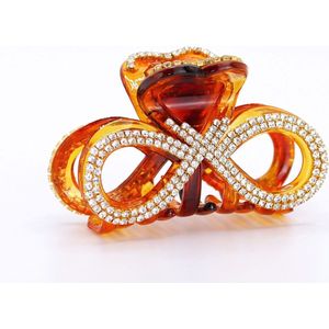 Haarklem strikvorm bruin met strass