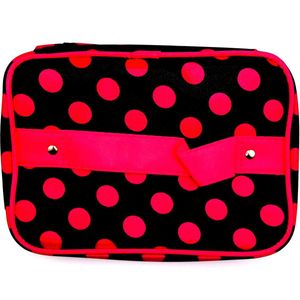 Beautycase zwart met rode stippen