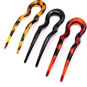 Haarpinnen bruin-zwart-lichtbruin set van 3 stuks - lengte 13 cm / breedte 4 cm