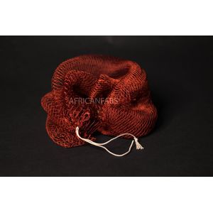 AfricanFabs® Afrikaanse spons / net sponge - traditionele SAPO spons / Ghanese scrub spons - Kaneel bruin