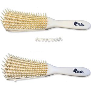 Afabs® Anti-klit Haarborstel | Detangler brush | Detangling brush | Kam voor Krullen | Kroes haar borstel | Pastel Geel