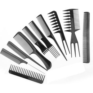 Kammenset 10 delig AfricanFabs® - Kammen - Fijne Kam - Grote kam - Grove Kam - Kleine kam - 10 kammen - Kappers kammen - Haarkam - Haarkammen - Comb set