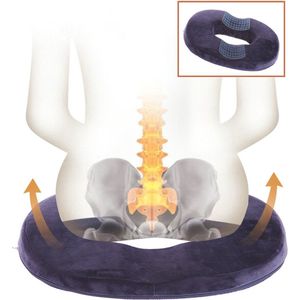 ComfortPlus - Orthopedisch Donutkussen - Marineblauw - Traagschuim - Wasbare Hoes & Anti-Slip