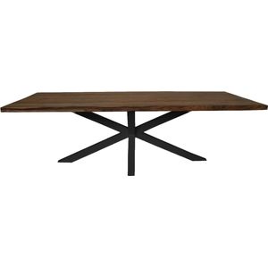 Rechthoekige eettafel tuin - 200x100x76 - Naturel/zwart - Teak/metaal