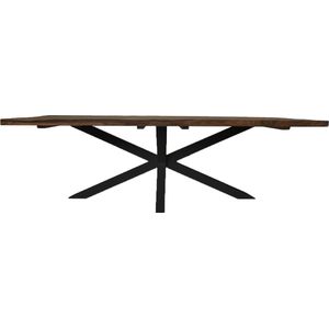 Rechthoekige eettafel tuin - 220x100x76 - Naturel/zwart - Teak/metaal