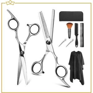 ATTREZZO® Professionele kappersset met etui - 9-delig - inclusief Kappersschaar - Effileerschaar - Snijkam - Kappersmantel - Nekkwast