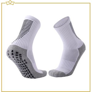 ATTREZZO® Gripsokken Voetbal - Wit/Grijs - maat 38-45 - Sportsokken met extra grip - Extra Comfort - Anti blaren - Voetbal