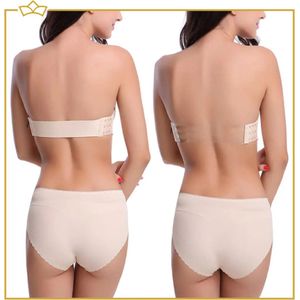 ATTREZZO® Strapless Push up BH - Variabel 70A tot 80A - Open rug - Beige