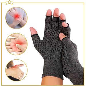 ATTREZZO® Compressie handschoenen - Grijs - Maat S - Anti slip - One size - Ideaal voor patiënten van Reuma - Artritis - Artrose