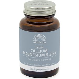 Mattisson - Calcium, Magnesium & Zink - Met Vitamine C, D3 en K2 - Voedingssupplement - 90 Tabletten