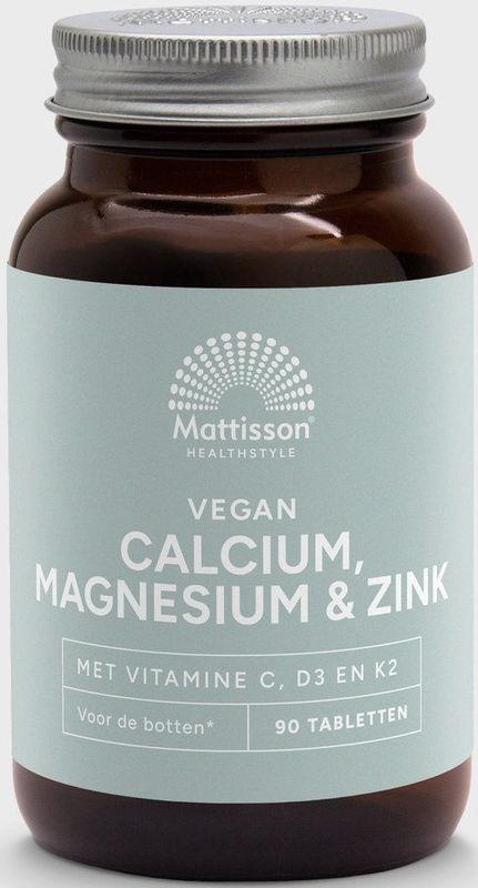 Mattisson - Calcium, Magnesium & Zink - Met Vitamine C, D3 en K2 - Voedingssupplement - 90 Tabletten
