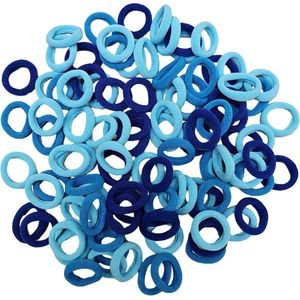 Fako Fashion® - Haarelastiekjes Soft - Ø 23mm - 5mm Dik - 100 Stuks - Blauw Mix