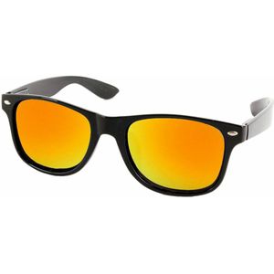 Fako Sunglasses® - Heren Zonnebril - Dames Zonnebril - UV400 - Mat Zwart - Spiegel Goud/Rood