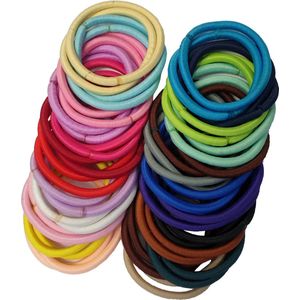 Fako Fashion® - Haarelastiekjes - Ø 45mm - 4mm Dik - 100 Stuks - Mix