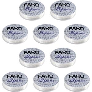 Fako Bijoux® - 10 Rollen Elastisch Nylon Draad - Sieraden Maken - 0.7mm - 10x12 Meter - Transparant - 10 Stuks