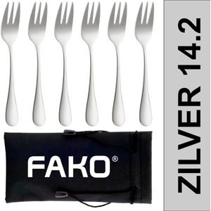 Fako Bijoux® - Gebaksvork / Dessertvork Classic - 14cm - Zilver - 6 Stuks