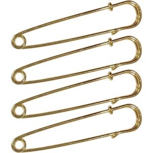Fako Bijoux® - Sierspeld / Sjaalspeld - Classic - 75mm - 4 Stuks - Goudkleurig