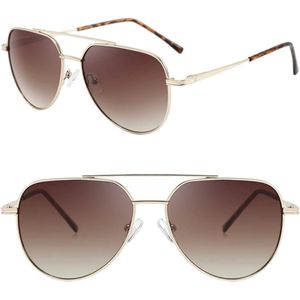 Fako Sunglasses® - Pilotenbril - Piloot Zonnebril - Heren Zonnebril - Dames Zonnebril - Model Clark - Goud - Bruin