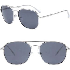 Fako Sunglasses® - Pilotenbril - Piloot Zonnebril - Heren Zonnebril - Dames Zonnebril - Model David - Zilver - Zwart