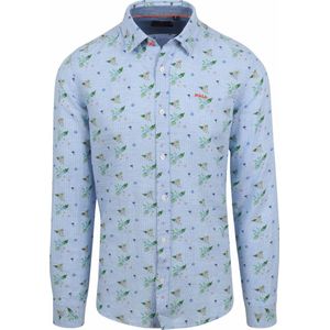 New Zealand - Overhemd - Blauw - Geprint - Linnen