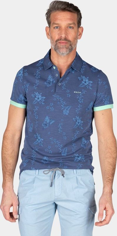 NZA - Navy polo met bloemen - Dusk Navy