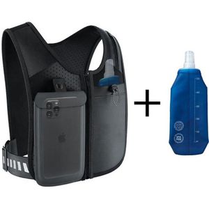 Jonska - Hardloopvest - Unisex - Zwart - Lichtgewicht - Verstelbare Banden