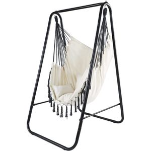 Hangschommel - Hangstoel - Hangmat - Hangstoel met frame 3 kussens, tot 100 kg, voor binnen en buiten, voor in de tuin