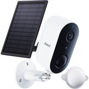 Outdoor Camera Solar - Outdoor Wireless Surveillance Camera Outdoor Battery 2.4 GHz WLAN Camera Surveillance Outdoor Securit Camera IP65 Waterproof, 2-Way Audio, Compatible with Alexa, Google,White
