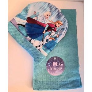 Frozen Disney winterset Anna en Elsa Meisjes Acryl Blauw 2-delig One-size perfect cadeau