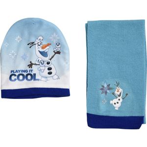 Frozen Disney winterset Olav Meisjes Acryl Blauw Donker Blauw 2-delig One-size perfect cadeau