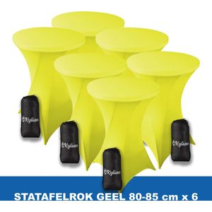 Statafelrok Geel x 6 – 2 jaar garantie met Opbergtas - ∅ 80-85 x 110 cm - Statafelhoes - Luxe Extra Dikke Stretch Sta Tafelrok voor Statafel – Kras- en Kreukvrije Hoes