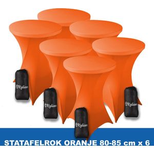 Statafelrok Oranje x 6 – 2 jaar garantie met Opbergtas - ∅ 80-85 x 110 cm - Statafelhoes - Luxe Extra Dikke Stretch Sta Tafelrok voor Statafel – Kras- en Kreukvrije Hoes