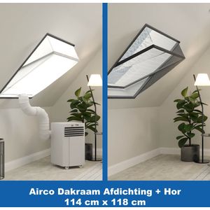 Airco Dakraam Afdichtkit met Hor - 114 x 118 cm Geschikt voor Velux: SK06 (GGL 4, 606, s06) | Fakro, Optilight: Maatcode 10 | Luxtra: SK6A | Roto: 11/11- Airco Slang Afsluiten - Airco Tuimelvenster Oplossing – Airco Raamafdichtingskit – Kylians