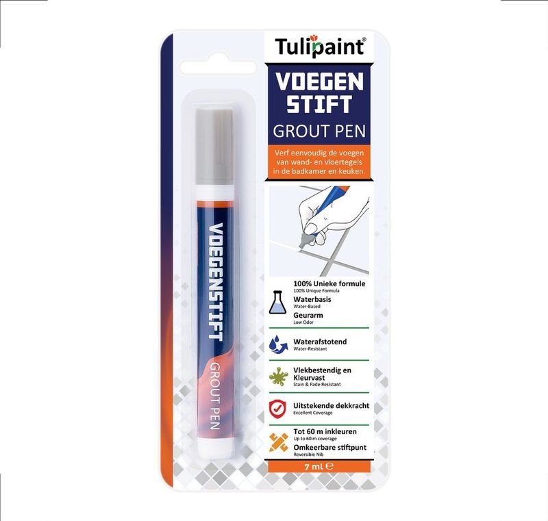 Tulipaint - Voegenstift - Lichtgrijs - Voegverf - Inclusief Reservepunt