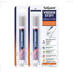 DuoPack - Tulipaint Voegenstift (Lichtgrijs) - Voegenmarker Voegenpen Voegenverf Voegverf - Voegstift - voegen verven schilderen - voegenfris - voegenreiniger - voegen verf - tegelvoegen schoonmaken schoonmaakmiddel - tegelvoeg voeg stift marker pen