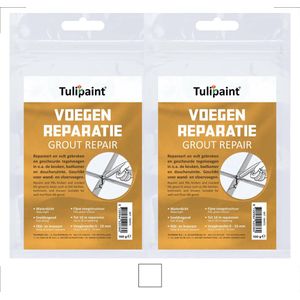 DuoPack - Tulipaint Voegenreparatie (Wit) - voegen repareren - Voegenvuller - Voegvuller - Gebroken tegelvoegen opvullen - Herstel gescheurde voeg vullen - lekkage voegen vuller - Tegelvoeg reparatie herstellen