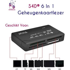 S4D Geheugenkaartlezer - 6 in 1 - CF - TF - MS - M2 - SD - Micro SD