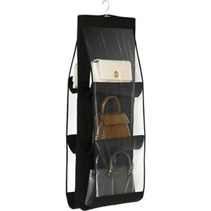 Tassen organizer - Opbergen van 6 Handtassen - Zwart - Hangende tassenopberger - 85 cm x 36 cm - Organiser